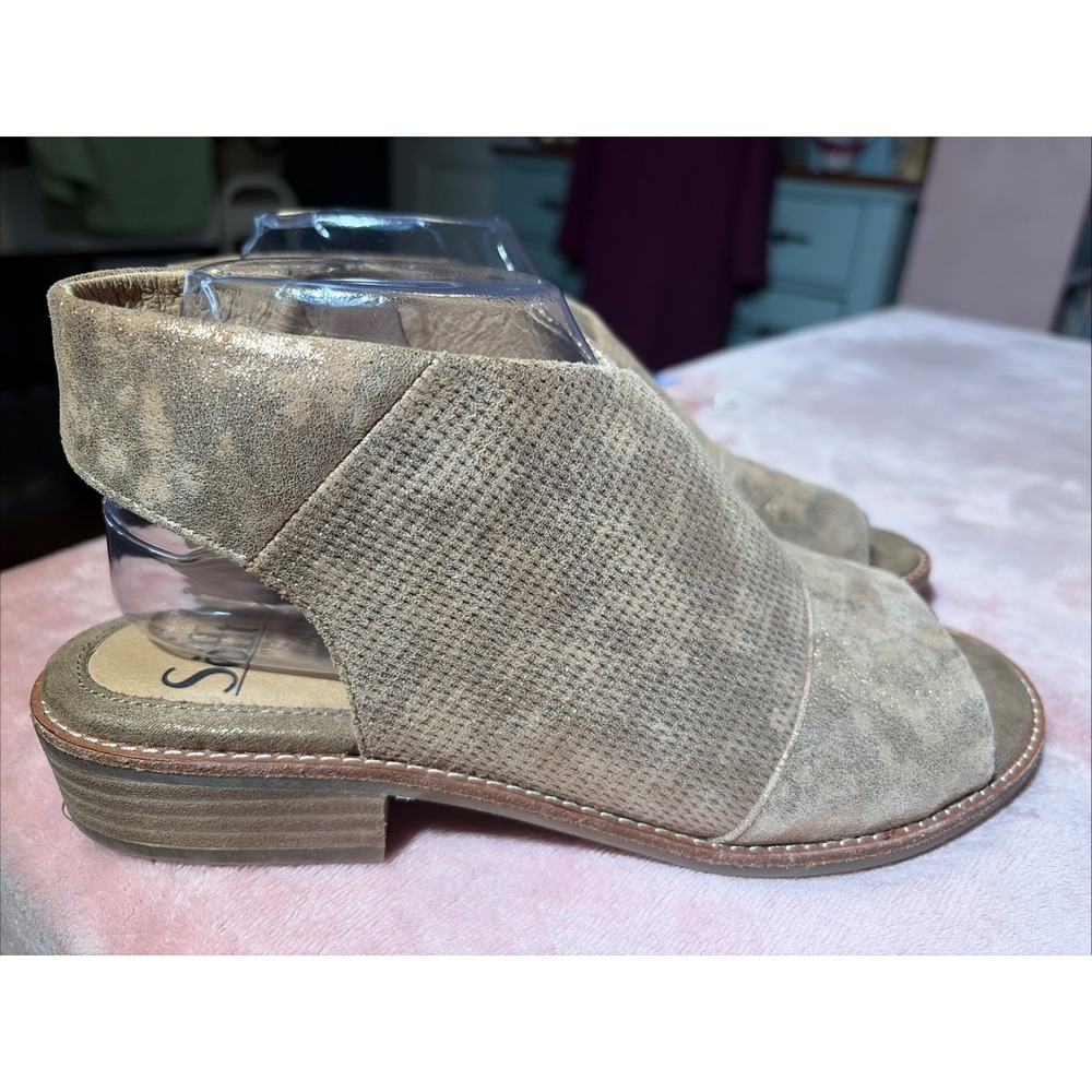 SOFFT Soft Metallic Smoke Suede Leather NATALIA Open Toe Zip Comfort Sandals 8